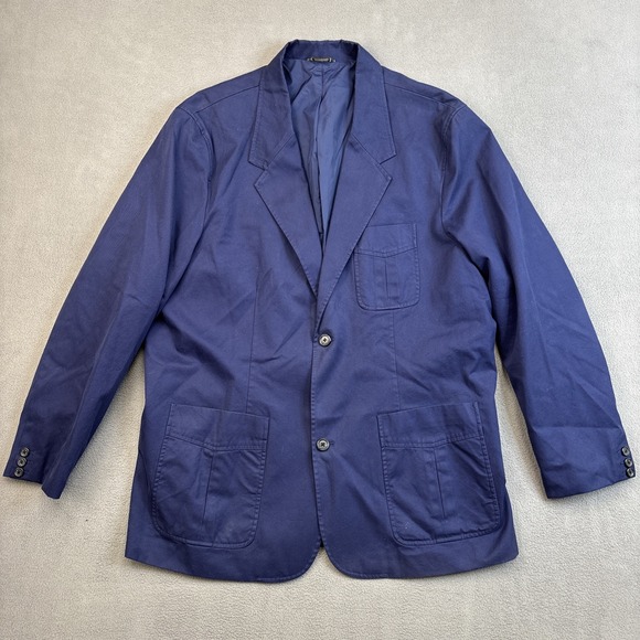 EDDIE BAUER 100% Cotton Blazer Sport Coat Men's XL Navy Blue 48R - Picture 1 of 11